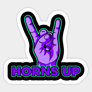 Horns up hand rock and roll music violet art Sticker